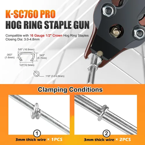 Vista 3 de K-SC760 PRO Pistola neumática de anillo de cerdo con gatillo mejorado calibre 16