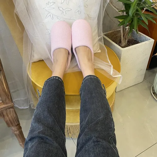 Vista 5 de MAXHONG Pantuflas de casa ligeras de algodón para mujer con espuma viscoelástica, lavables para el hogar, cómodas y acogedoras pantuflas de meter