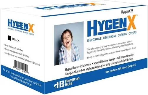 Vista 2 de HamiltonBuhl HygenX25BK - Fundas desechables para orejeras, color negro, 2.5 pulgadas personales, 50 pares