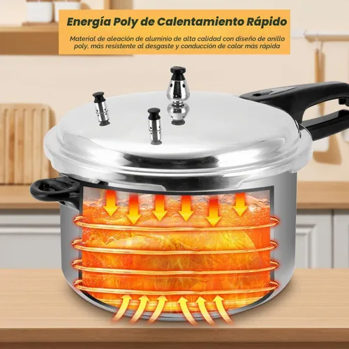 Vista 4 de Fulgutonit Olla a presión de 12 cuartos de galón, olla a presión de aluminio con estante de conservas y tapa de fácil bloqueo para enlatado