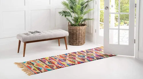 Vista 2 de Unique Loom Chindi Trellis Collection Southwestern, geométrico, moderno, colores brillantes (2 pies 2 pulgadas x 6 pies 0 pies, multicolor / beige)