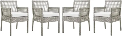 Vista 8 de Modway Aura Piece - Juego de mimbre para exteriores, gris gris