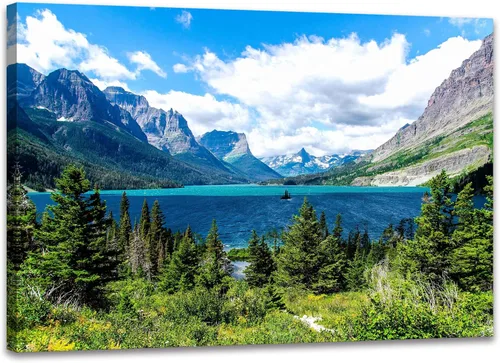 Vista 9 de SKASNFAI Arte de Pared en Lienzo del Parque Nacional, Pintura de Paisaje Natural de Montaña, Arte Enmarcado para Decoración del Hogar, para Sala