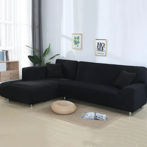 Vista 2 de MIFXIN Fundas de sofá en forma de L, 2 piezas de tela de poliéster elástico, fundas de sofá seccionales con 2 fundas de almohada, sofá