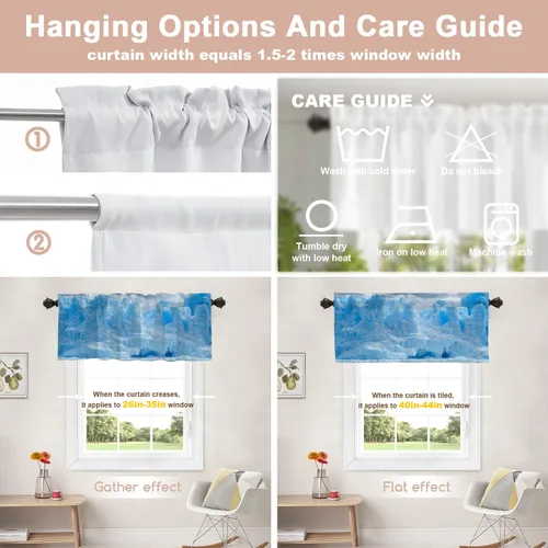 Vista 483 de Shrahala Orange Autumn Autumn Blackout Curtain Tiers, Fall Kitchen Valance Light Blocking Tier Drapes with Rod Pocket, 2 Pack 26 X 24 in
