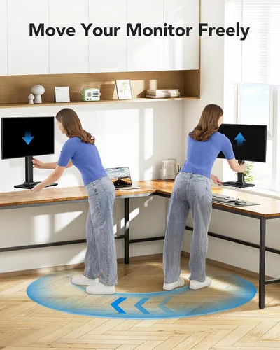 Vista 5 de HUANUO Soporte para monitor, montaje VESA independiente para pantallas de 13 a 34 pulgadas, capacidad de hasta 44 libras, 5 opciones de altura