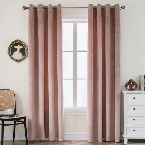 Vista 22 de Pleasant Boulevard - Cortinas de terciopelo para decoración interior de habitaciones y ventanas grandes, elegantes, estilo con ojales, 2 paneles