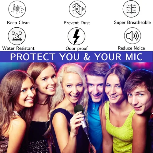 Vista 3 de SUNPRO 100 fundas desechables para micrófono, parabrisas sanitario no tejido para micrófono con banda de alta elasticidad, filtro pop acústicamente