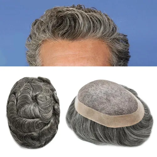 Vista 50 de LOVIN - Sistema de cabello humano para hombres, postizo fino de encaje mono para hombre, prótesis masculina de piel de polietileno alrededor
