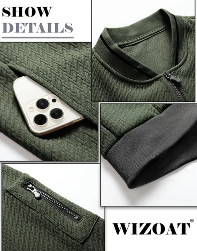 Vista 5 de Chaqueta casual para hombre, ajuste holgado, chaqueta ligera varsity bomber con cremallera