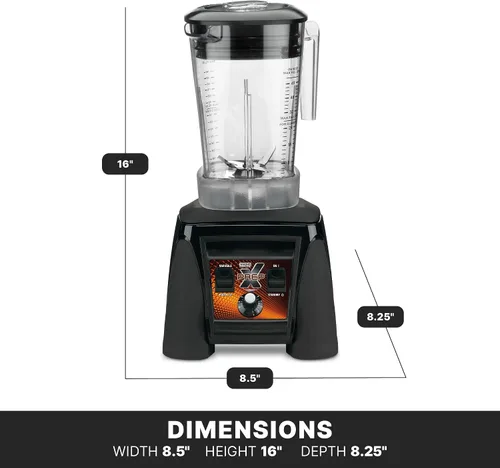 Vista 6 de Waring Licuadora comercial MX1200XTXP de 3.5 HP con controles de dial de velocidad variable y contenedor de copoliéster libre de BPA de 48 oz, 120V