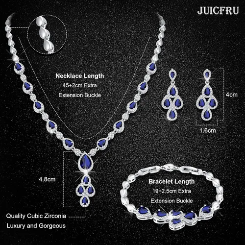Vista 2 de Wedding Jewelry Set for Bride Bridal Jewelry Set for Wedding Cubic Zirconia Necklace Earrings Bracelet Sets for Bride Silver Jewelry Set for Women
