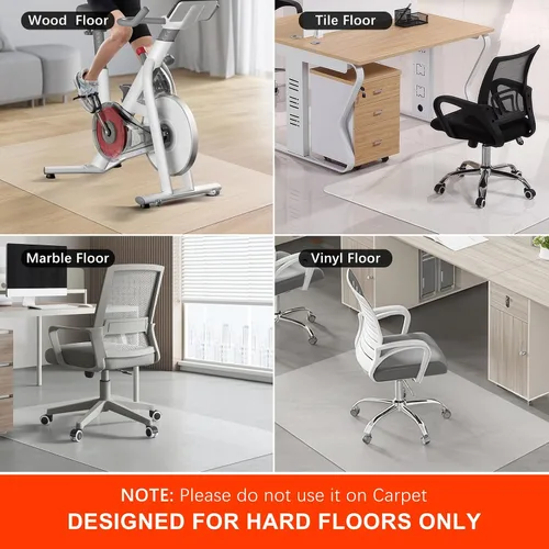 Vista 7 de Vicwe Tapete para silla de oficina para suelo de madera, 30 x 48 pulgadas, totalmente transparente, protector de silla de piso duro, fácil