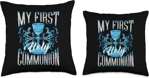 Vista 3 de Comunion Tees NYC My First Holy Comunion Gift Kids Cáliz Girls Blue Boys Throw Pillow, 15.7 x 15.7 in, multicolor