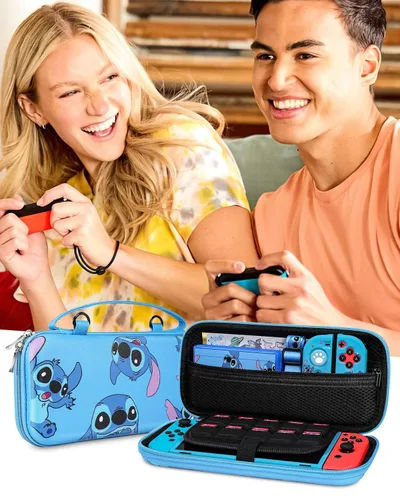 Vista 6 de Xinocy for Nintendo Switch OLED 9 in 1 Storage Accessories Kit with Travel Carrying Case+Switch Protective Cover+Game Case Holder+Strap+Sticker+2