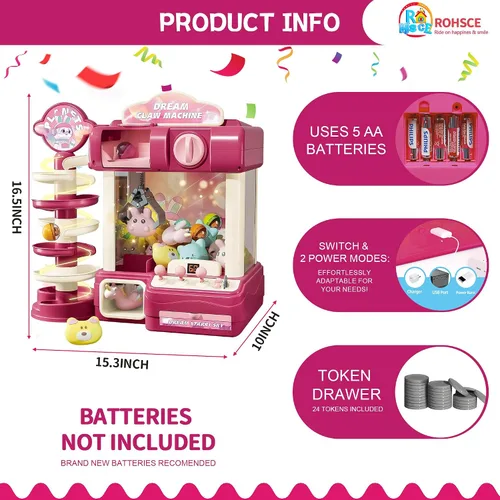 Vista 4 de Máquina de garras para niños, mini máquina expendedora de juguetes para niñas, juguete de juego de arcade para edades de 8 a 13 años, máquina