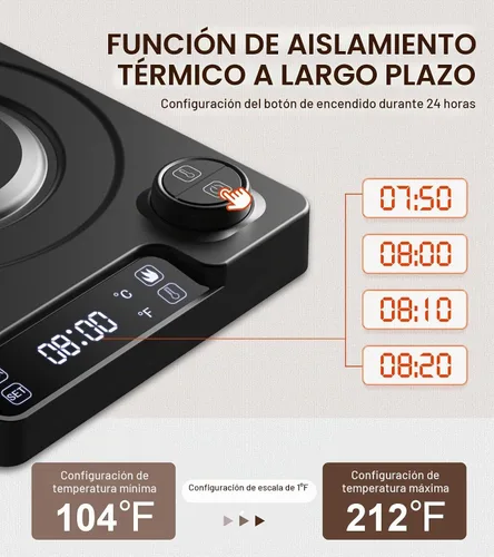 Vista 4 de Hervidor eléctrico de cuello de cisne con control de temperatura de precisión de ± 1 ℉ para café y té de goteo, hervido rápido, acero inoxidable