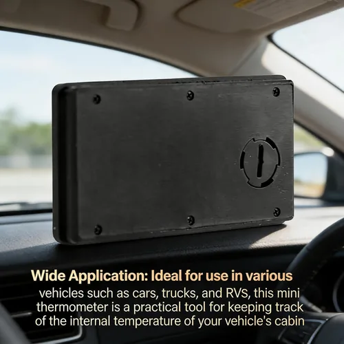 Vista 3 de Riloer Mini Termómetro Digital para Coche, Medidor Digital LCD en Fahrenheit o Celsius para Interior y Exterior, Registros de Temperatura Máxima
