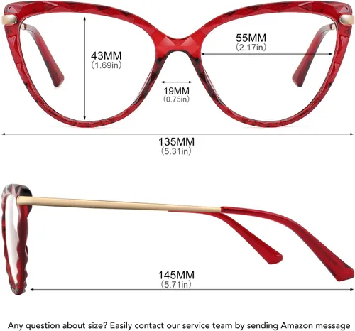 Vista 5 de WOWSUN Montura de lentes de ojo de gato de cristal sexy para mujer, sin receta, marco de anteojos falsos con lente transparente