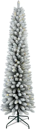 Vista 17 de Árbol de Navidad artificial de 6 pies, árbol de Navidad verde sin luz con puntas de ramas de PE/PVC, diseño de bisagra para un fácil montaje