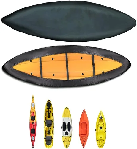 Vista 3 de Funda para kayak, resistente al agua, protección UV, para almacenamiento al aire libre, color negro (10.2-11.5FT/10.2-11.5 ft)