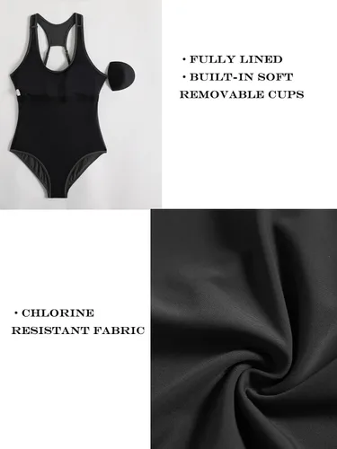 Vista 5 de Traje de baño de una pieza para mujer, modesto atlético, espalda cruzada, traje de baño para niñas adolescentes