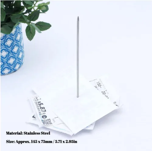 Vista 3 de Hilitand Soporte de notas de papel de varilla recta de acero inoxidable con clip Check Husillo Bill Fork Recibo Factura Spike Stick Holder