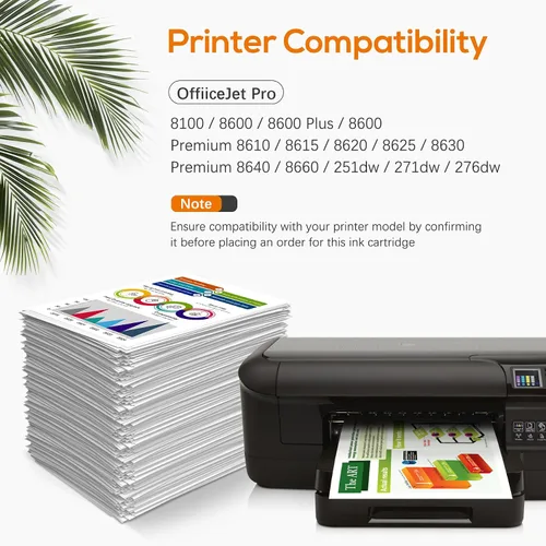 Vista 2 de Paquete combinado de cartuchos de tinta 950XL 951XL de repuesto para HP 950 951 / 950XL 951XL, compatible con HP OfficeJet Pro 8600 8610 8620 8630