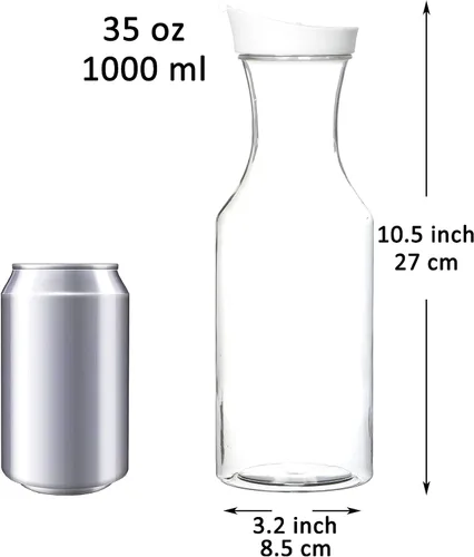 Vista 2 de Youngever Paquete de 3 jarras de plástico de 35 onzas, jarra de agua transparente reutilizable, recipientes para bebidas con tapas