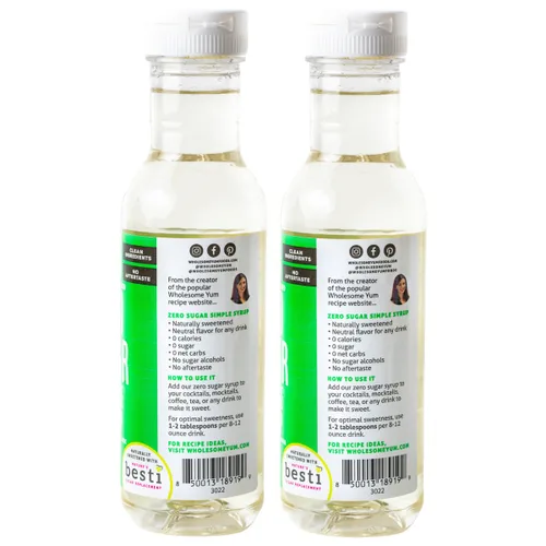 Vista 3 de Wholesome Yum Jarabe Simple Keto - Jarabe Simple Sin Azúcar Para Adelgazar Con Fruta Monje Y Alulosa Líquida - Endulzante Natural Para Bebidas