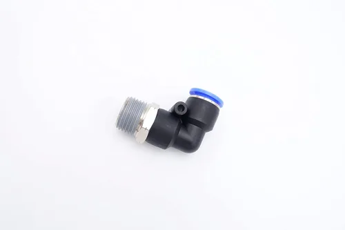 Vista 4 de Accesorio de Conexión por Empuje 1/2" Tubo OD x 1/2" Rosca Macho NPT, Codo Neumático Macho para Línea de Aire y Agua de 90 Grados con Giratorio