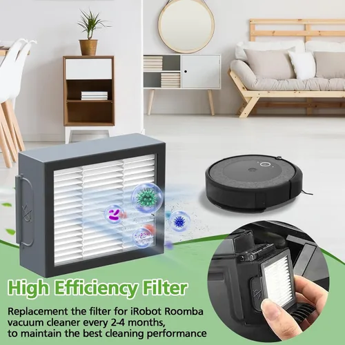 Vista 7 de Piezas de repuesto para iRobot Roomba Combo i5, i5+, j5, j5+ robot aspirador, kit de accesorios: cepillos de goma dobles multisuperficie + 4 filtros