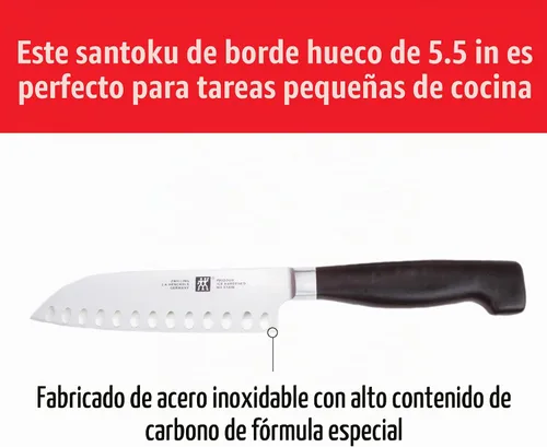 Vista 2 de ZWILLING J.A. Henckels Twin Four Star Santoku de borde hueco de 5.5 pulgadas Negro/ acero inoxidable