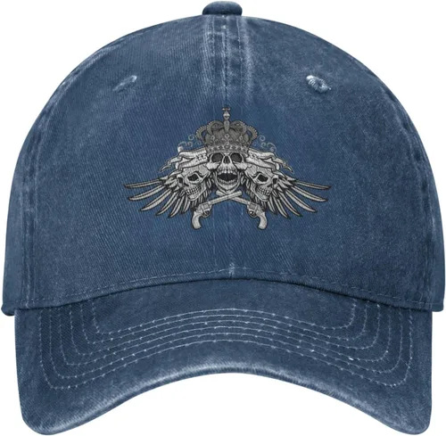 Vista 2 de Cowboy Hat Trendy Hats for Man and Women Djustable Four Season Outdoor Baseball Cap of Hell Skull with Angel Navy Blue