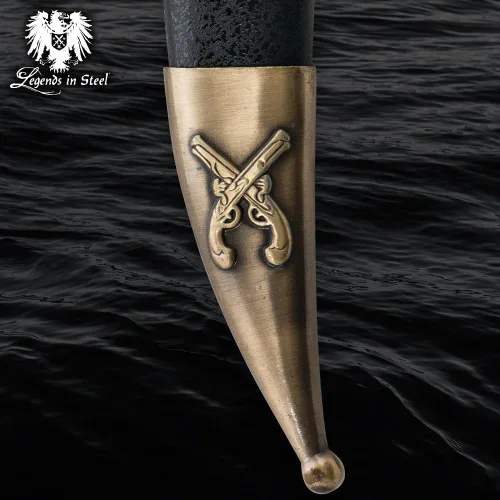 Vista 9 de Sable pirata Cutlass Hoja de acero inoxidable de 22" Cast Metal Basket Hilt Guard Pirate Artwork Accents Perfect for Reenactors 28 1/4