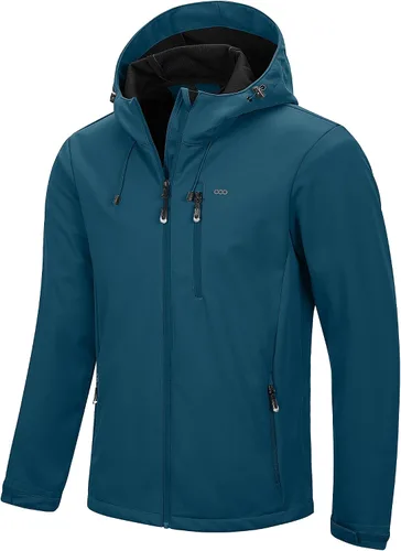 Vista 9 de 33,000ft - Chaqueta de softshell para hombre con capucha, impermeable, rompevientos, ligera, para lluvia, exterior, senderismo, viaje