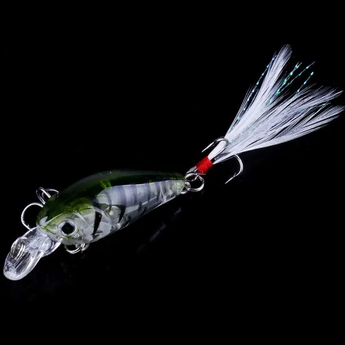Vista 4 de Paquete de 5 señuelos de pesca Minnow cebo de manivela, señuelos de pesca para lubina, cebo artificial duro, señuelos de pesca Crankbait, ojos 3D