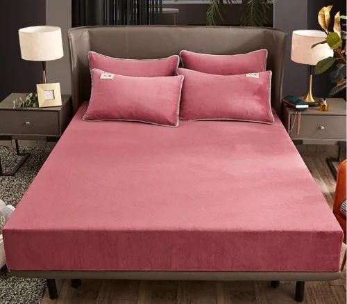 Vista 7 de Sábana bajera suave para invierno, cálidas, antideslizantes, de terciopelo cristalino, para dormitorio, casa de familia, color puro, para cama Azul