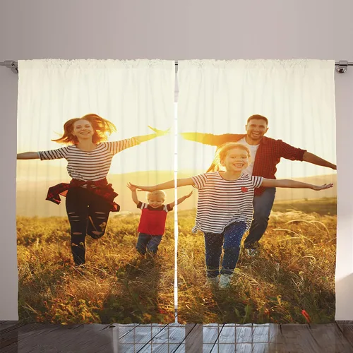 Vista 4 de Ambesonne Cortinas personalizables con fotos, cortinas de ventana para sala de estar, dormitorio, 2 paneles, pieza de acento para todas