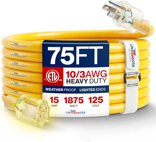 Vista 28 de Cable de extensión de 3 pies para exteriores/interiores, calibre 10/3, ultra resistente, SJTW, resistente al agua, certificación ETL, cable