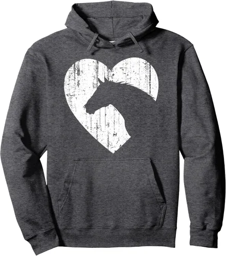 Vista 4 de Sudadera con capucha con estampado gráfico ecuestre y silueta de corazón de caballo para vaquera, Negro, S