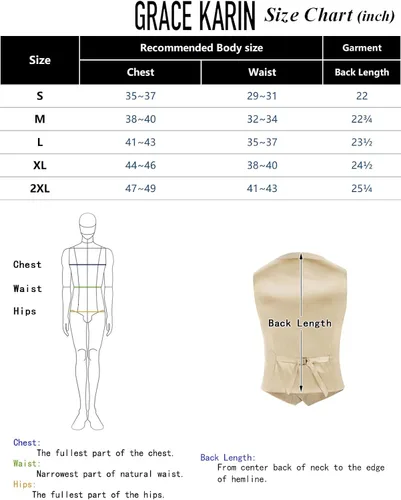 Vista 3 de GRACE KARIN Chaleco de traje para hombre, chaleco formal de negocios, chaleco con 3 bolsillos para traje o esmoquin