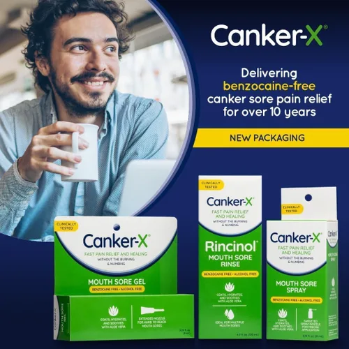 Vista 2 de Canker-X Spray para dolores bucales, alivio del dolor oral de aftas, quemaduras y más, sin quemaduras ni adormecimientos, tratamiento de úlcera