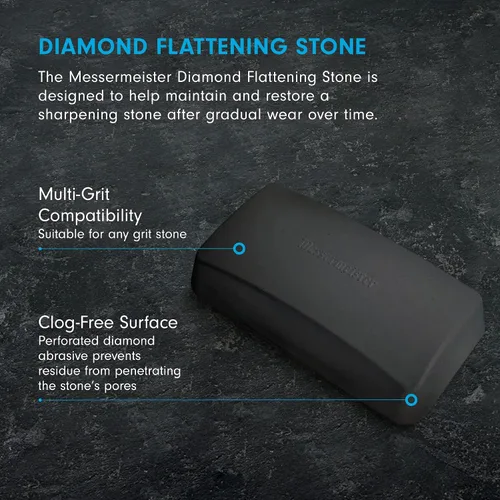 Vista 2 de Messermeister Aplanador de piedra de diamante – Restaura la superficie plana a cualquier piedra – Abrasivo de diamante perforado sin obstrucciones