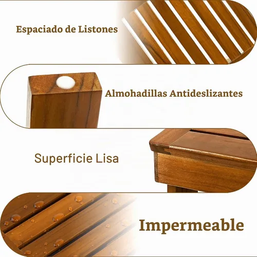 Vista 8 de Utoplike - Taburete de ducha de teca para afeitarse piernas, reposapiés de baño para afeitado