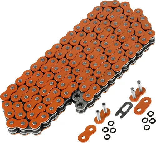 Vista 6 de Caltric Cadena de transmisión naranja con junta tórica compatible con Yamaha Raptor 660 YFM660R 2001 2002 2003 2004 2005