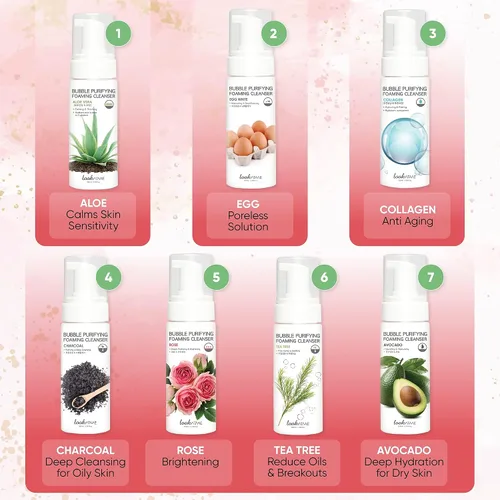 Vista 8 de LOOKATME Jabón facial coreano para pieles sensibles, limpiador para el cuidado de la piel de burbujas a base de agua, limpiador natural de espuma