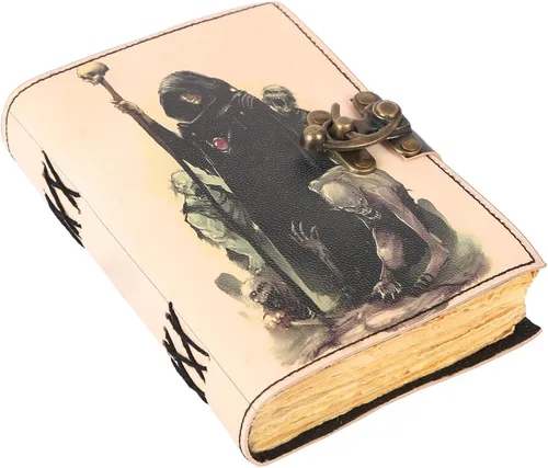 Vista 21 de Book of Spells - Diario encuadernado en cuero con papel de borde irregular, grimorio, diario impreso del Tercer Ojo, suministros de brujería
