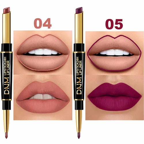 Vista 5 de evpct DNM Juego de 6 delineadores y lápices labiales, 2 en 1, impermeables, 24 horas de duración, para mujer, castaño, nude, rosa antiguo, marrón