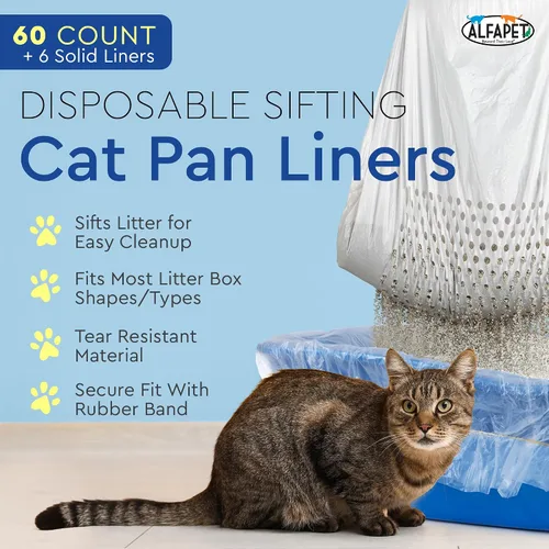 Vista 2 de Alfapet Revestimientos Originales para Caja de Arena para Gatos con Tamiz - Extra Gigante 60 Unidades - Bolsas de Arena para Gatos Resistente al